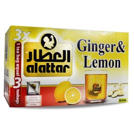 AlAttar Tea Herbal Ginger & Lemon Flower Al Attar Egyptian ElAttar Egypt Herbals Herb Arab Herbs Arabic No Additives Non Gmo Kosher Halal (20 Tea Bag) العطار زنجبيل وليمون
