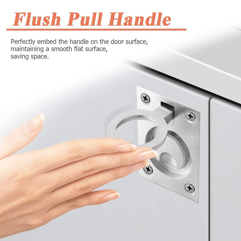 Mesee 2 Packs Flush Ring Pull Handle with Mount Screws