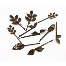 yueton 10pcs Vintage Bronze Mix Style Athena Olive Branch Leaf Hair Clip Leaves Barrettes Bobby Pin Bride Headwear Edge Clip Clamps