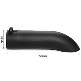 LCGP 3 Inch Inlet Turn Down Bolt On Exhaust Tip, Standard 3 Inch Inside Diameter Turndown Exhaust Tailpipe Tip, Black Powder Coated Stainless Steel, 12 Inch Length
