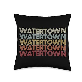 Watertown Massachusetts Watertown MA Retro Vintage Text Throw Pillow, 16x16, Multicolor