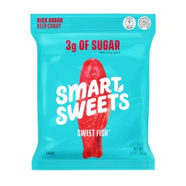SmartSweets Sweet Fish, Candy with Low Sugar (3g), Low Calorie(100), Plant-Based, Free From Sugar Alcohols, No Artificial Colors or Sweeteners, 1.8oz. (Pack of 6)