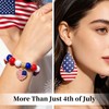 Patriotic 4th of July Flag Earrings Bracelet Set for Women