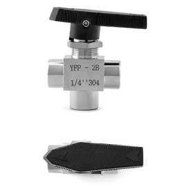 QWORK 3 Way Ball Valve, 2 Pack 1/4" BSPP Female Thread Hand Ball Valve, Stainless Steel, for Water Fuel Pipe Flow Control