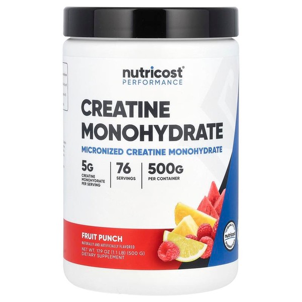 Nutricost Performance Creatine Monohydrate – Fruit Punch Flavor, 1.1 lbs