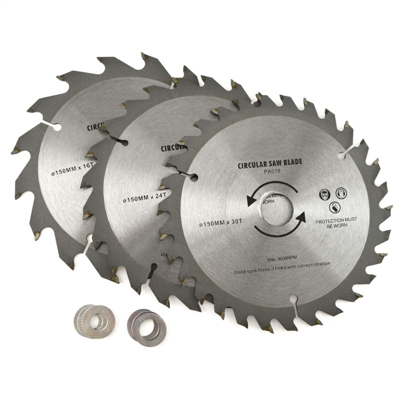 AB Tools 3pc 150mm TCT Circular Saw Blades 16/24/30 TPI