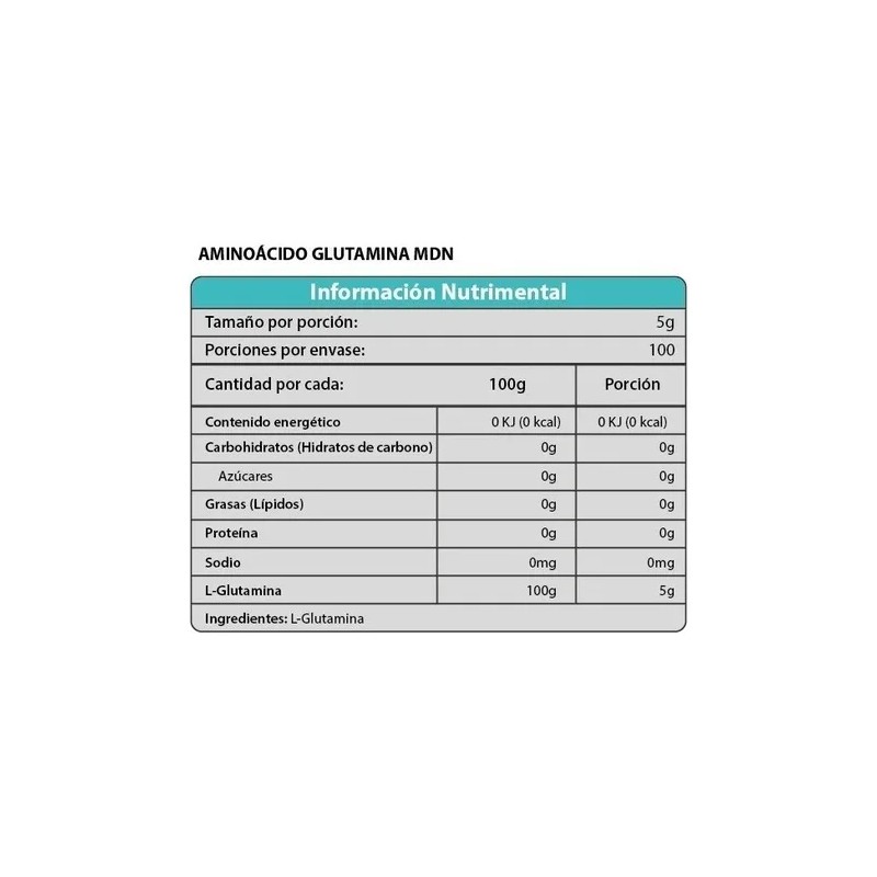 Glutamina Mdn - 500 Gramos 100 Porciones Sabor Sin Sabor