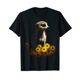 Meerkat Artwork - Animal Art Flowers Meerkat T-Shirt