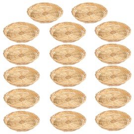 GNIEMCKIN 17 PCS 9.8 inch Bamboo Paper Plate Holder, Hand Weave wicker plate holders for Parties, Picnic, and Barbecue, Reusable