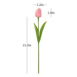 Pink Artificial Flowers - 20 Pcs Fake Tulips, Realistic Touch Spring Summer Fake Flowers, for Home Decor, Outdoor Garden Parties and Wedding Decorations, Mother's Day, Valentine's Day, Easter gifts