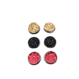 Red Gold and Black Druzy Stud Earring Set - Holiday Party Pack