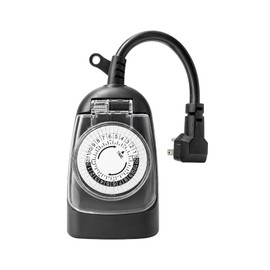 24 Hour Mechanical Outdoor Timer for Lights – 15A / 1/2HP, Waterproof