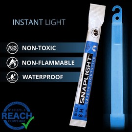 Cyalume SnapLight Knicklichter in Blau (20-er Pack) - 15 cm Glow Sticks mit Haken am Ende - ultra helle Light Sticks mit einer Leuchtdauer von 8 Stunden