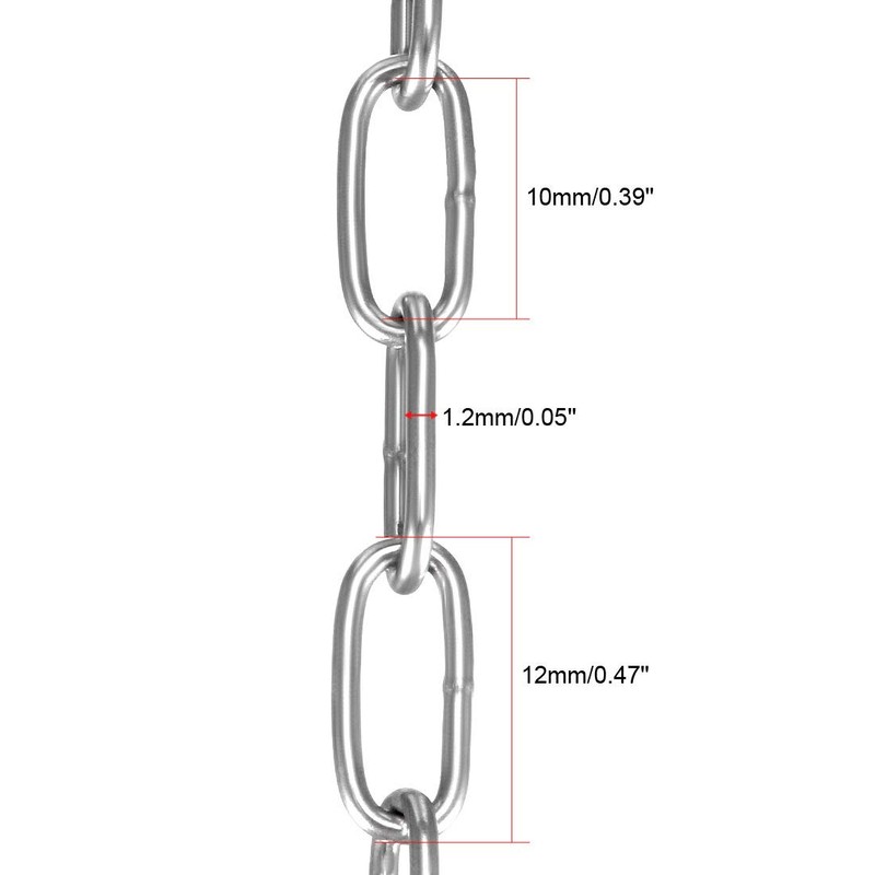 sourcing map Stainless Steel 304 Hardened Proof Coil Chain 1m