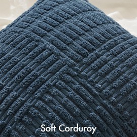 MIULEE Blue Boho Pillow Covers Set of 2 Decorative Farmhouse Couch Throw Pillows Textured Striped Patchwork Pillowcases for Sofa Bed Living Room Square Cushion Covers 20x20 Inch