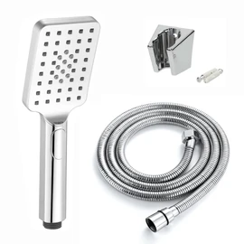 ENKI, EH005, Contemporary Square 3 Function Hand Shower Kit Incl. Hose and Wall Bracket, Chrome