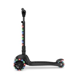 Jetson Scooters - Jupiter Mini 3 Wheel Kick Scooter (Black) - Collapsible Portable Kids Three Wheel Push Scooter - Lightweight Folding Design with High Visibility RGB Light Up LEDs on Stem and Wheels