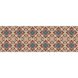 HUBDECO - Rug - Kitchen Rug - Bathroom Rug - Bathroom Rug - Kitchen Runner - Rug Runner - Rug Kitchen - PCV, Vinyl - Non-Slip - Azulejos Mosaic Colourful - 40 x 120 cm