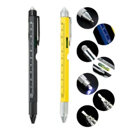 QHUAFoRen 7 in 1 Multitool Pen, Stocking Stuffers for Mens Gifts for Him Husband, Father's Day for dad, Birthday for Men, Tools Cool Gadgets,Office Gift(Black and Yellow)