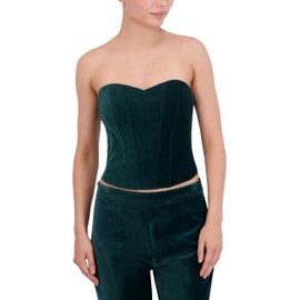 BCBGMAXAZRIA Women's Strapless Sweetheart Neck Velvet Top, Emerald