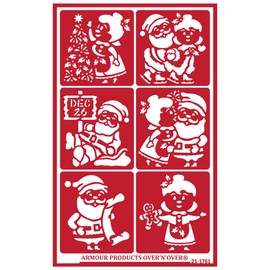 Over'N'Over Reusable Glass Etching Stencils – Durable Self-Stick Designs for Glass, Mirrors, and Ceramics with Armour Etch Cream – 5” x 8” Stencil Sheet - Santa and Mrs Claus