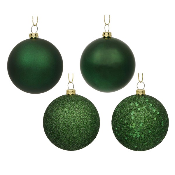 Vickerman 4-Finish Ornament Set, Includes 60 Per Box, 2.4-Inch, Emerald