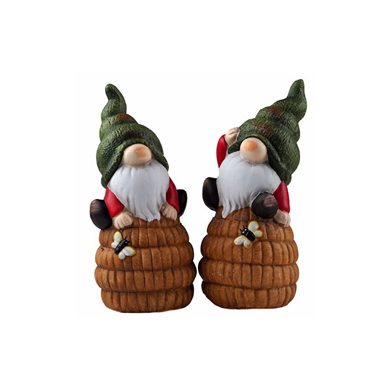 BWG Gonk 22cm Gnome On Beehive Garden Ornament Figurines (Set