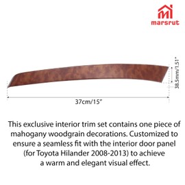 Door Handle Cover Accessories Fit for Toyota Highlander 2008 2009 2010 2011 2012 2013, Armrest Strip Panel Interior Trim Replacement to Replace, Wood Grain (Front Right)