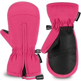 Andake Ski Mittens Gloves for Todder Baby Girls and Boys (Pink-XXS，4-6Y)