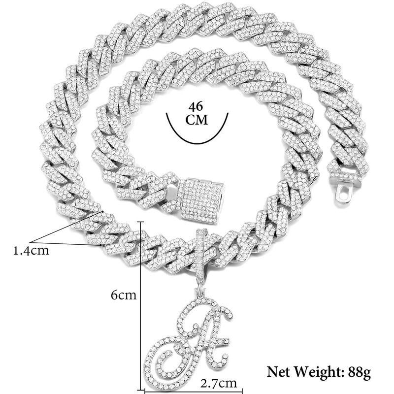 PTJDSMF Gold Silver Plated Initial Cuban Link Chain Necklace for