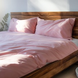pure shores® 🌱 Bed Linen Set 135 x 200 cm, 100% Cotton (Renforce), Oeko-Tex® Certified, Super Soft and Comfortable, Set of 2 with Pillows, 80 x 80 cm, with Zip, Coral Pink