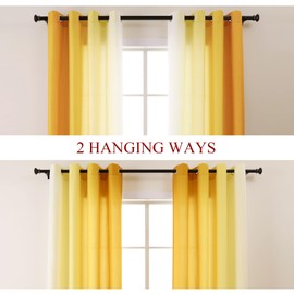 L.Z.E Gold and White Ombre Privacy Sheer Curtains 84 Inches Long 2 Panels Set Gold Light Filtering Non-See-Through Curtains & Drapes for Living Room Bedroom Nursery Grommet Top (55" W x 84" L)