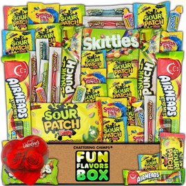 Fun Flavors Box Sour Candy Box Valentines Day Heart Chocolates Variety Pack Snack Care Package