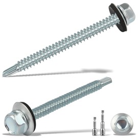 sturiz 100PCS 4.8x55 mm Self Drilling Screws for Metal Roofing Screws with Rubber Washers Hex Head Self Tapping Screws und 2 M8 Hex Socket Tech Screws Zinc Corrugated Roof Fixings for Tin Roof