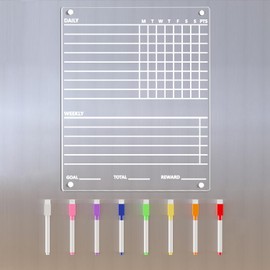 Magnetic Acrylic Chore Chart for Kids, 9" X 12" Chore Chart for Kids Multiple Kids, Reward Chart for Kids, Magnetic Chore Chart for Refrigerator with 8 Markers (9" * 12" Chore Chart)