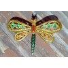 Unbranded 18K GOLD PLATED PERIDOT AND AMBER CRYSTAL DRAGONFLY BROOCH