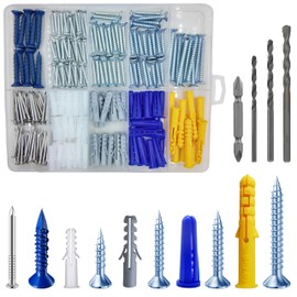 Wensilon (274 pcs) #8 Concrete Screw kit Wall Anchor Set Suitable for Brick and Cement Walls