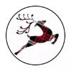 Homemade 48 PLAID DEER ENVELOPE SEALS LABELS STICKERS 1.2" ROUND