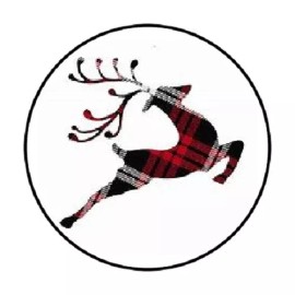 Homemade 48 PLAID DEER ENVELOPE SEALS LABELS STICKERS 1.2" ROUND
