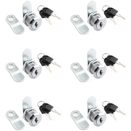 Moicstiy 6 Pack Cabinet Cam Lock, 3/4 Inch Cabinet Locks with Keys, Cylinder Cam Lock Chrome Finish RV Lock Replacement, Zinc Alloy Secure Drawer Lock for File Cabinet, Mailbox, ATM