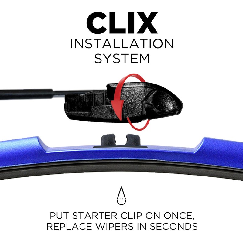 Clix Wipers - 20" Blue Automotive Replacement Wiper Blade (Pack
