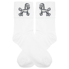 InnoBeta Bobby Poodle Socks, with Embroidered Logo, 50s Costumes for Adult Women Men White Sock Hop Socks
