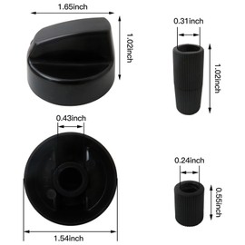 4Pcs Universal Control Knobs Replacement with 12Pcs Adapters Fit for Stove, Range and Oven - Black NEW