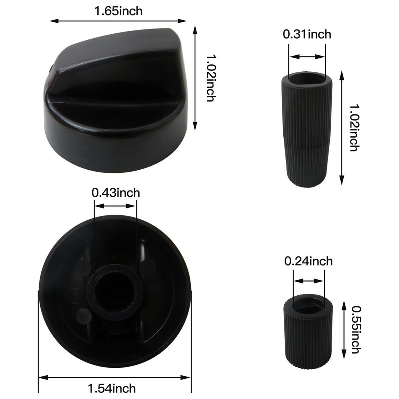 4Pcs Universal Control Knobs Replacement with 12Pcs Adapters Fit for