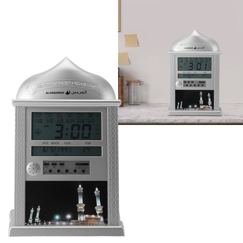 Digital Azan Mosque Prayer Clock Calendar Alarm Clock Multifunction Muslim
