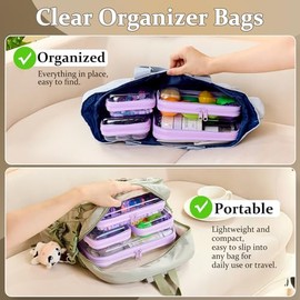 4 bolsas transparentes con cierre, funda rígida con cierre, bolsa de aseo para viajes, bolsa de pañales CLear, bolsa de artículos de cambiador, organi