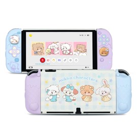 GeekShare Schutzhülle für Switch OLED, schlanke Abdeckung kompatibel mit Switch OLED, abnehmbare weiche Silikon-Schutzhülle für Joy-Con mit 2 Daumenstick-Kappen - Mikko Sweet Thoughts