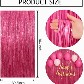 CamareR 2 Pack Foil Backdrop,Photo Backdrop,Pink Fringe Backdrop,Curtains,Foil Fringe Curtain,Backdrops for Photography,Galentines Day Wedding,Easter,Christmas,Gender Reveal,Valentines Decorations