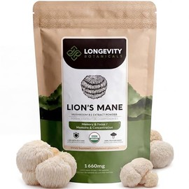 ORGANIC LIONS MANE EXTRACT Premium High Potency 100 USDA Certified Organic Fruiting Body 2 MONTH SUPPLY by Rejuva                                     