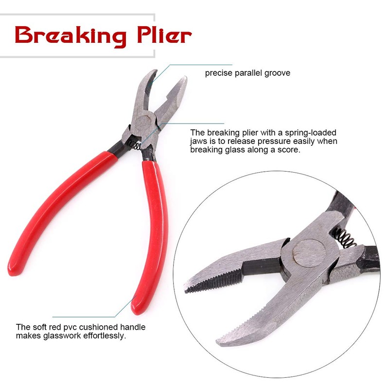 Hilitchi 3-Pcs Premium Glass Running Breaking Pliers and Pistol Grip